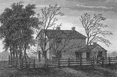 モルモン教の預言者ジョセフ・スミスと弟ハイラムが1844年に投獄され殺害されたイリノイ州カーセッジの監獄、マドリードで出版された「La Vuelta al Mundo」より、1865年